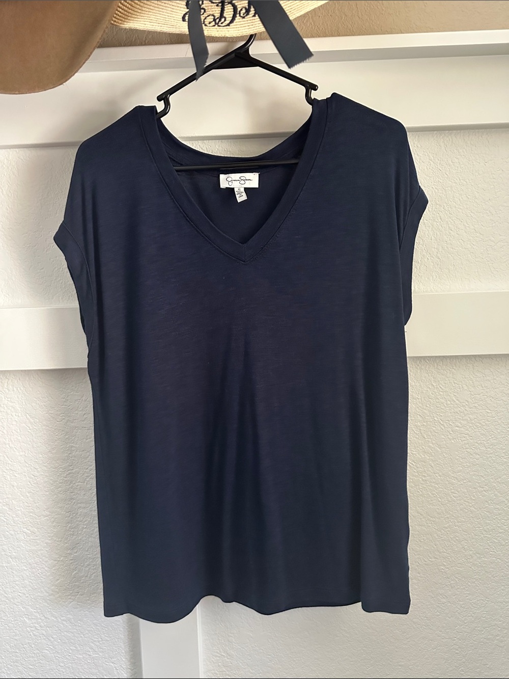 Jessica Simpson Navy V-Neck Short Sleeve Tee